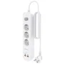 Aisens Regleta con Interruptor ASPS-2A2C10-W, 3 Tomas y 4 Puertos USB, Blanco